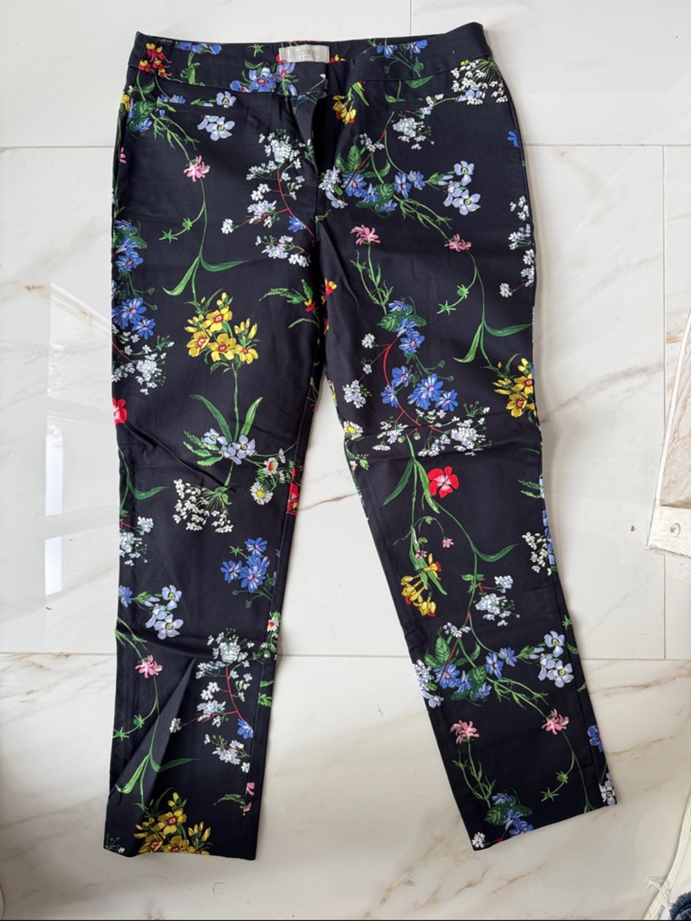 Hobbs London/ Black Floral Slim stretchTrousers 8